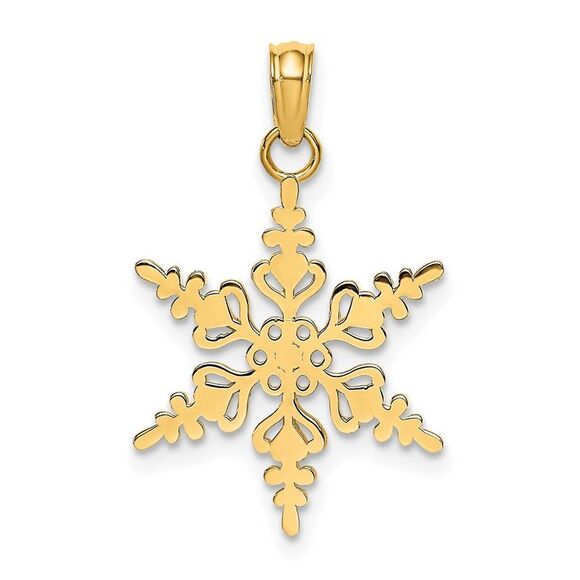 14k Yellow Gold Polished Snowflake Charm